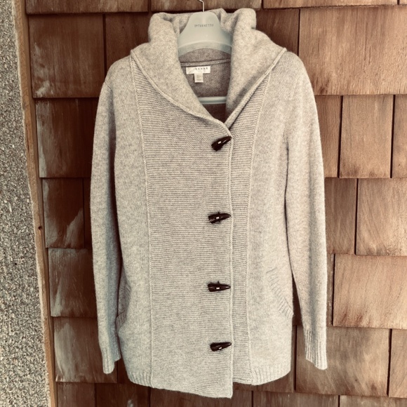 Kenar Wool Alpaca Hooded Tan Cardigan Sweater Button Closure Knit Cardigan L - Picture 3 of 14